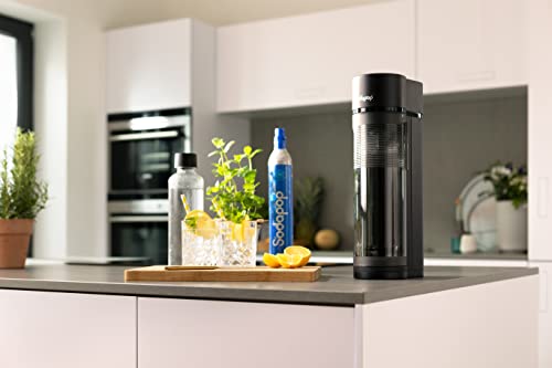 Foto von Sodapop Wassersprudler Logan Starterset mit CO₂-Zylinder und 3x Glasflasche, Matt Schwarz, Höhe 42,6 cm