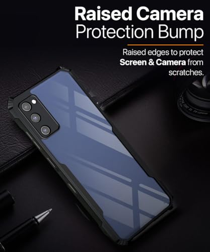 Image of WOW IMAGINE Shockproof Clear Protective Back Case for Samsung Galaxy S20 FE | S20 FE 5G - AirEDGE Technology | 360 Degree Camera Protection | Transparent Hybrid Back Case Mobile Cover - Black