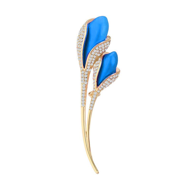 Image of Rhinestone Flower Brooch Austrian Crystal Flower Pin 18k Gold Plated Floral Brooch Lapel Pin Jewelry Mother's Day Birthday Gifts for Mom Wife