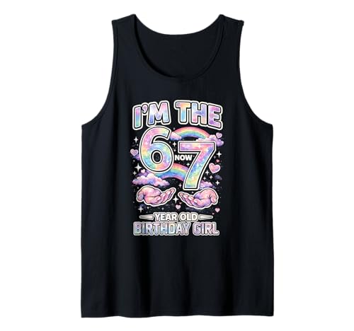 I'm the Birthday Girl 67 Meme 7 Years Old Watercolor Pastel Tank Top