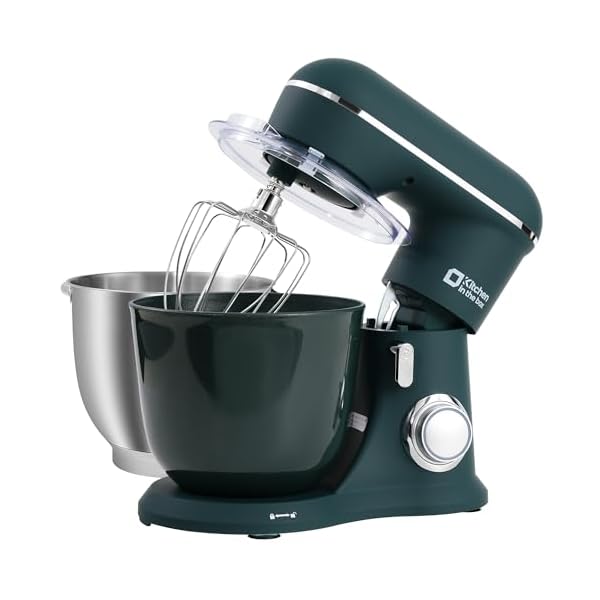 Kitchen in the box Stand Mixer, 4.5QT+5QT Two bowls Electric Food Mixer, Matte Finish Kitchen Mixer for Daily Use with Egg Whisk,Dough Hook,Flat Beater (Turquoise Green)