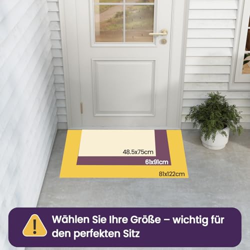 DEXI Fußmatte Außen 48,5 x 75 cm, rutschfeste Schmutzfangmatte mit Drainagelöchern, Wasserdicht & Wetterfest, Robuste Türmatte für Haustür, Eingang, Terrasse & Balkon, Schwarz