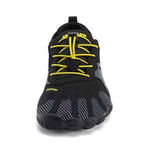 Foto von SAGUARO Barfußschuhe Herren Damen Fitnessschuhe mit Zehen Sohle Bequem Atmungsaktiv Sport Traillaufschuhe rutschfest Leight Laufschuhe Outdoor Kohlefaser 43 EU