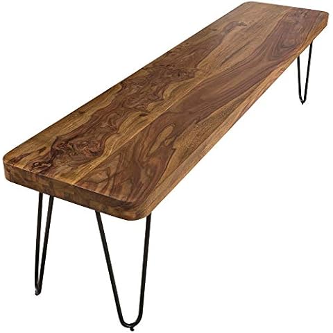 FineBuy Banco masivo Harlem Sheesham Madera Banco para Mesa de Comedor Cover