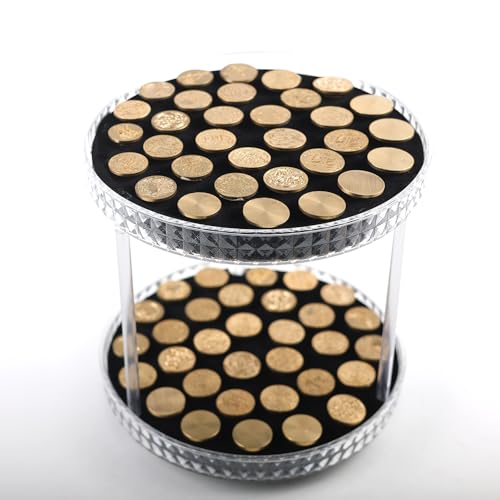 64 Slot Wax Seal Stamp Storage Organizer with 2 Round Tier Acrylic Clear & Rotatable Design for Neatly Organizing Sealing Accessories and Wax Seal Stamp Heads