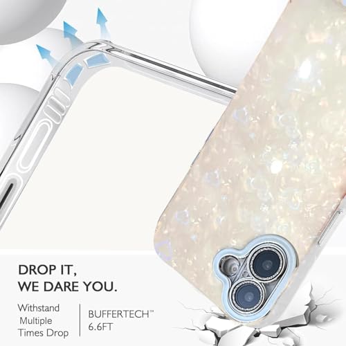 Image of mobistyle Silicone Designed for iPhone 16 Plus | Camera Lens Protection |Heart Pattern Print Design for Women Teen Girls Phone Back Cover Case (Heart White)