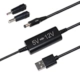 KUNCAN USB 5V to 12V DC - Voltage Step-Up Converter Cable (12 Volt 1.2 Amp Max), USB-A 5V to 12V Adapter Cord with DC Jack 5.5 x 2.1 & 2.5mm & 3.5 x 1.35mm, 3 Ft 12 Volt Power Cable