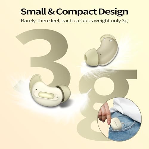 Sleep Earbuds, Mini ANC Wireless Earbuds Bluetooth 5.4 Headphones Deep Bass Stereo, 48H Playtime Ear Buds, 4 ENC Noise Cancelling Mic, IP7 In Ear Earphones for Side Sleepers,Touch Control Velvet Khaki — view 8