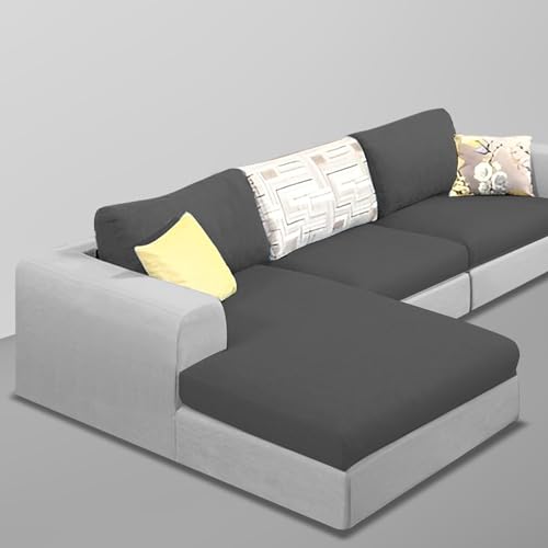 Image of Koza LHS 4 Seater L Shape Sofa Set for Living Room (Black Grey Fabric) Premium Fabric Sofa