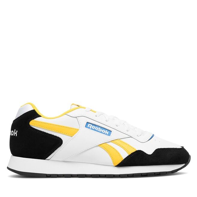 Reebok Unisex Adult Glide Sneaker, White/Classic Yellow/Vector Red, 12 Women/10.5 Men US