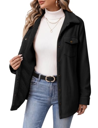 Zeagoo Jackets For Women Fleece Lined Shacket Corduroy Coat Fall Outfits