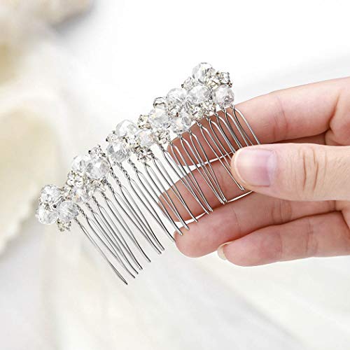 Jeairts Crystal Bride Wedding Hair Comb Silver Rhinestone Bridal Hair Pieces Side Combs Decorative Hair Accessories For Women And Girls #TOP4