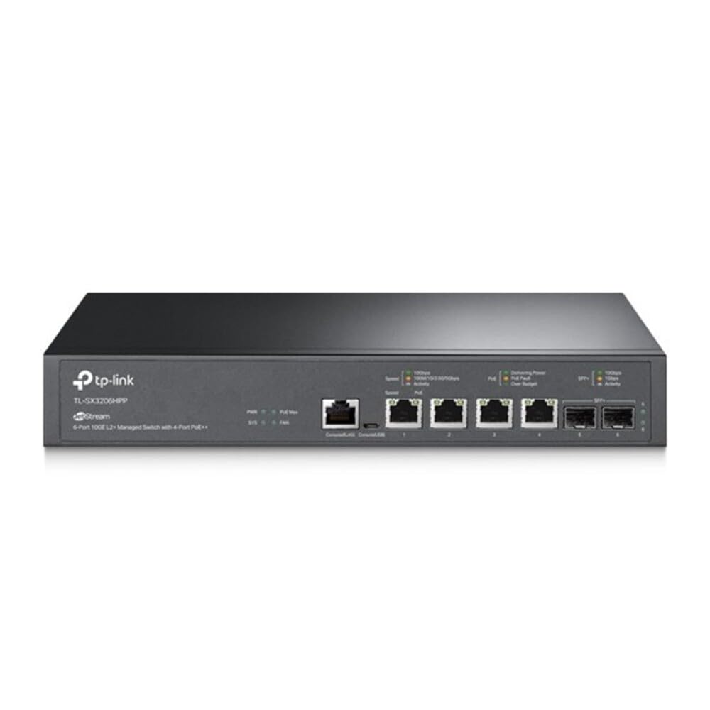 TP-Link Omada TL-SX3206HPP Switch administrable L2+ 4 ports 10G avec 2 ports 10G SFP, 4 ports PoE++, alimentation totale de 200W