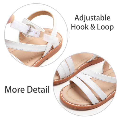 Image of ESTINE Toddler /Little Kid Girls Dress Cross Strappy Open Toe Sandals Princess Flats Summer Flower Girl Shoes
