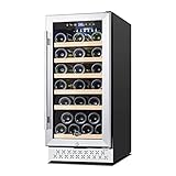 TYLZA 15 Inch Wine Cooler Under Counter, 30 Bottle Built-in Wine Fridge with Stainless Steel...