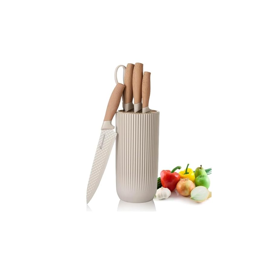 Kitchen-Knife-Set-Retrosohoo-6-Pieces-Khaki-Sharp-Knife-Set-for-Kitchen-Non-stick-Non-slip-Stainless-Steel-Chef-Knife-Set-with-Universal-Knife-Block-Suitable-for-Home-Restaurant-Khaki Kitchen Knife Set, Retrosohoo 6-Pieces Khaki Sharp Knife Set for Kitchen, Non-stick Non-slip Stainless Steel Chef Knife Set with Universal Knife Block Suitable for Home Restaurant (Khaki)