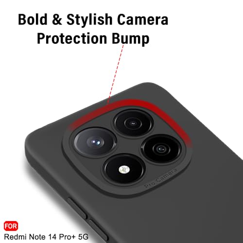 Image of TheGiftKart Liquid Silicon Back Cover Case for Mi Redmi Note 14 Pro Plus 5G | Stylish Camera Protection Module | Micro-Fibre Lining Inside | Back Cover Case for Redmi Note 14 Pro+ 5G (Silicone, Black)