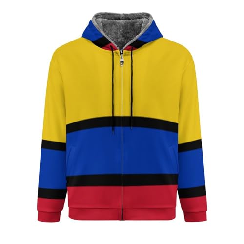 Doublure peluche imprimé drapeau Colombie veste homme chaude - 4