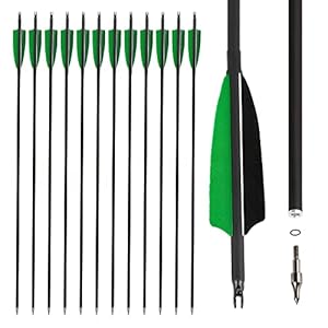 The7boX 12pcs 31 Inch Feather Carbon Fiber Arrow Hunting Arrows Spine 500 for Recurve Bow Compound Bow Longbow Outdoor…