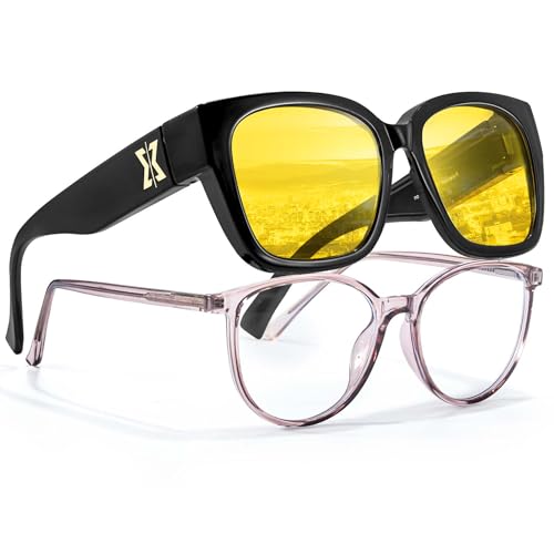 LVIOE Night Vision Driving Glasses Fit Over Prescription Glasses, Wrap Around Nighttime Anti Glare Polarized N4203