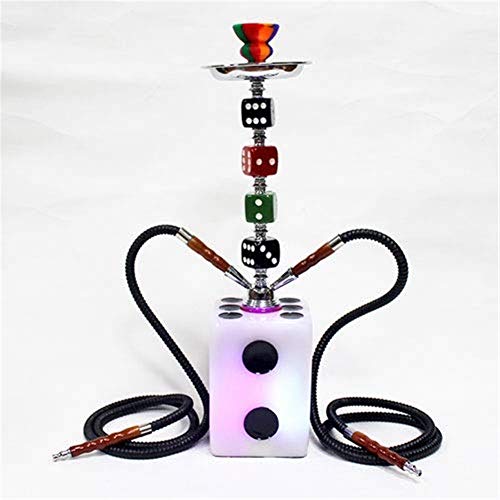 XDJ LED Shisha 50cm Würfel Huka, Wasserrohr (2 Schläuche) Shisha Huka, Groß Körper Authentisch Einstellen…