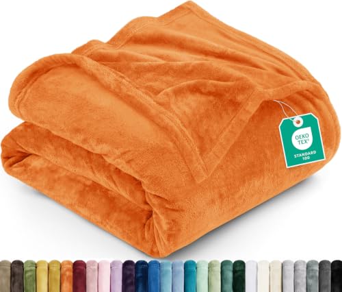 Image of Utopia Bedding Soft Fleece Bed Blanket Throw Size Burnt Orange (50x60 Inch)