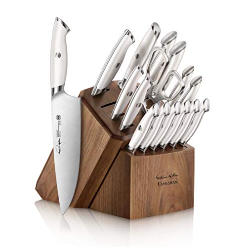 Comparison: Best Cangshan Thomas Keller Signature Collection 5 Cangshan Thomas Keller Signature Collection Swedish Powder Steel Forged, 17-Piece Knife Block Set, Walnut, White