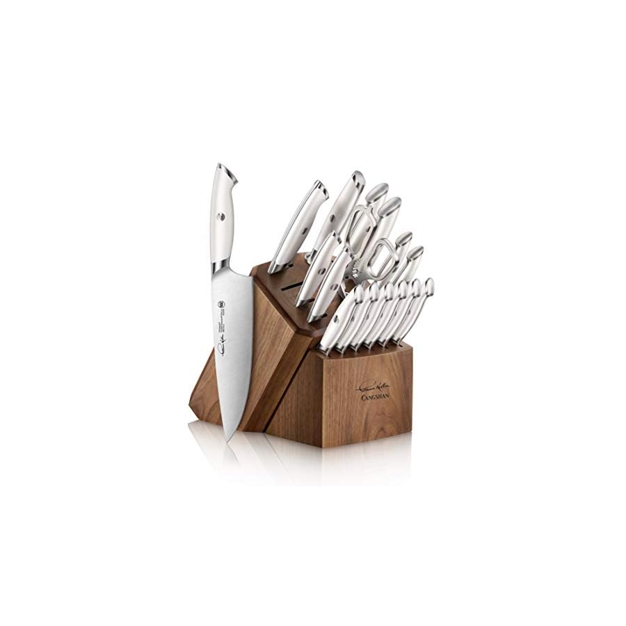 Cangshan-Thomas-Keller-Signature-Collection-Swedish-Powder-Steel-Forged-17-Piece-Knife-Block-Set-Walnut-White Cangshan Thomas Keller Signature Collection Swedish Powder Steel Forged, 17-Piece Knife Block Set, Walnut, White