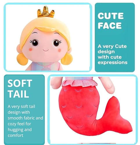 Image of Tickles Mermaid Doll Soft Stuffed Plush Toy for Kids Boys & Girls Birthday Gift (Color: Red Size: 50 cm)