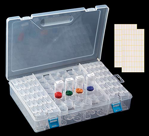 PaintiCraft 104 Grids Diamond Painting Storage Container, Diamonds Organizer Case, Round and Square Container for Diamond Painting