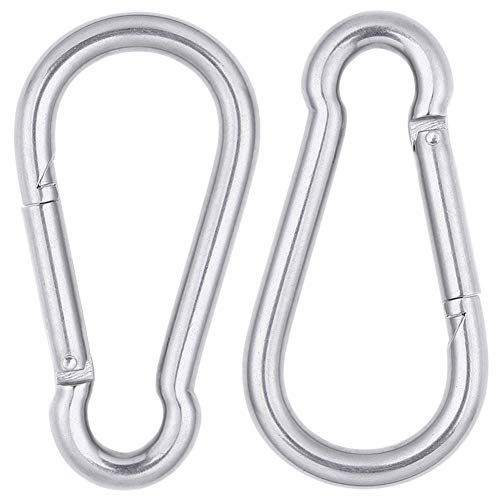 AOWISH 2 PCS Stainless Steel Spring Snap Hook Carabiner M10, 304 Stainless Steel Heavy Duty Clips, Large Quick Link Lock Ring Big Spring Buckles (3/8-Inch Diameter, 4-Inch Length, 650 Lbs)