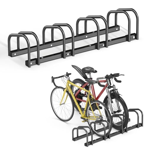 Ultrawall Bike Storage Rack for Garage, 4 Bikes Floor Bike Stand, Bicycle Parking Holder Stand for Indoor/Outdoor, Fit 22-28