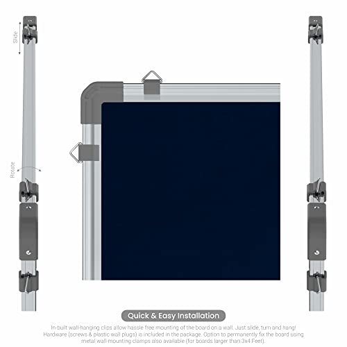 Image of Scholar Art Metis 2x4 Feet Fabric Pin-up Notice Board for Study Table & Kids Room | High Strength Velvet Cloth + High Density Soft Board for Pinning Photos, Sticky Notes & Reminders (Dark Blue)