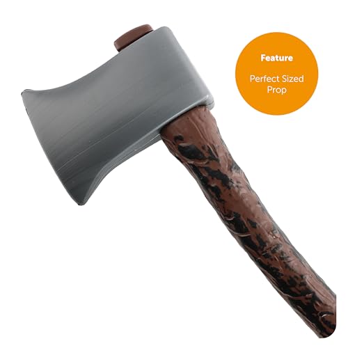 Woodsman Axe With Brown Handle Fancy Dress Accessory - Pack of 1 - Plastic Axe Prop With Wooden Handle - Perfect Fake Axe for Halloween and Book Fancy Dress Prop - Image 4