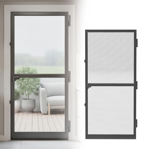 UISEBRT Fliegengitter Insektenschutz Tür mit Aluminium Rahmen Fiberglasgewebe Fliegengittertür Fliegenschutz Mückenschutz 120x240cm Schwarz