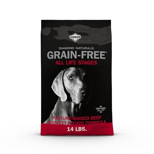 Diamond Naturals Grain-Free Recipe All Life Stages, Real Meat Protein Dog Food Premium Pastured-Raised Beef and Sweet Potato, with Taurine, and Omega Fatty Acids, for all Breed Sizes 14lb