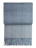 Fair Trade-zertifiziert Angenehme leichte hellblau-blau karierte Alpaka Wolldecke \'Horizon\', 130x200cm, 560g