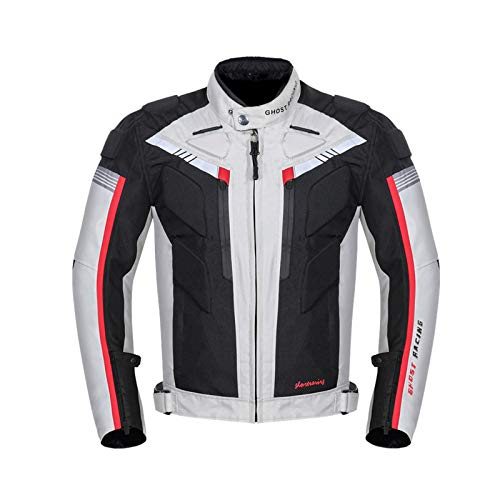 YFFS Motorcycle Jacket,Motorbike Biker Riding Jackets Windproof Full Body Protective Gear Armoured,Rainproof,Available In All Seasons (White,L)