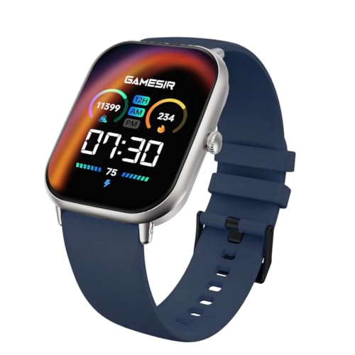 Image of GameSir H9 Smartwatch - Big Display | Bluetooth Calling | Heart Rate & SpO2 Monitor | 100+ Sports Modes | Long Battery | IP68 Waterproof | TFT Display | Design for Men & Women (Dark Blue)
