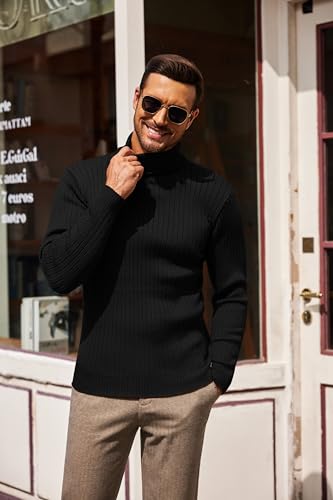 COOFANDY Men's Slim Fit Turtleneck Sweater Casual Pullover Sweater Lightweight Ribbed Sweater2