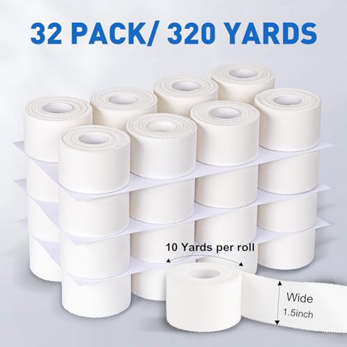 Image of CHMI Athletic Tape,White Sports Tape (32 Pack), 320 Yards Rolls Very Strong Easy Tear NO Sticky Residue Best Tape for Gymnastics Climbing Bat Injuries Medical (1.5 Inch X 320 Yards).