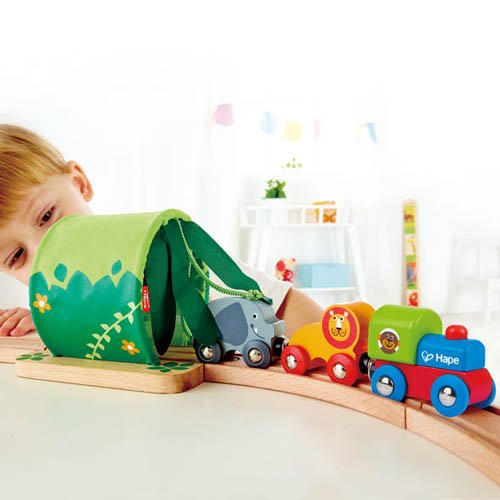 Hape Eisenbahn Dschunglezug Set - Holzeisenbahn Lok Holzspielzeug – Bild 3