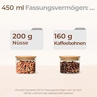 ComSaf Glasbehälter mit Deckel 450 ml×6,Zylinder Vorratsgläser, Stapelbar Vorratsdosen Glas, Vorratsglas mit Holzdeckel Luftdicht, Aufbewahrungsgläser für Aufbewahrung Küche,Haushaltsliebhaber – Ansicht 3