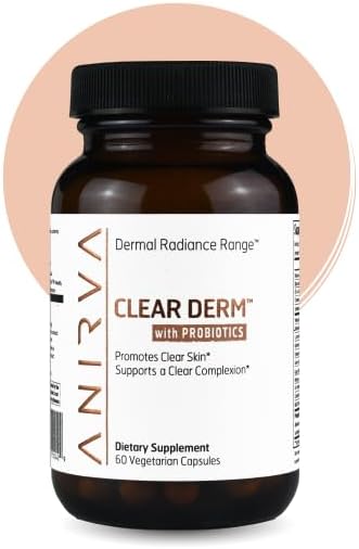 Clear Skin Supplement with Zinc & Probiotics for Adults – Supports Hormonal Acne, Breakouts & Rosacea – Acne Pills for Clearer Complexion – Anirva ClearDerm