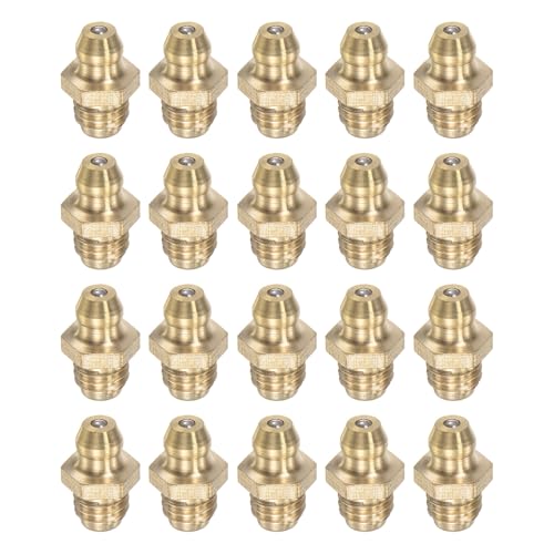 Image of uxcell Brass Straight Grease Fitting M8 x 1.25mm Thread Hydraulic Grease Fitting Accessories, 20Pcs