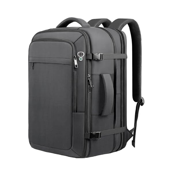 Carry on Backpack for 1-10 Days Trips, Extra Large 40L-50L Travel Backpack TSA Approved, Expandable Laptop Bagpack, Water Resistant Bag Compatible with 17.3 inch Laptops, Black