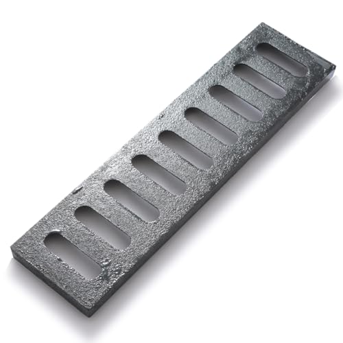 Image of Cast Iron Drain Grate, 17.3 * 4.5in Outdoor Drain Cover, B125 Class Ductile Iron Channel Drainage Grates, Heavy Duty Sewer Grate,Black Rectangle Drain Grate for Yard,Driveway,Concrete Floor.