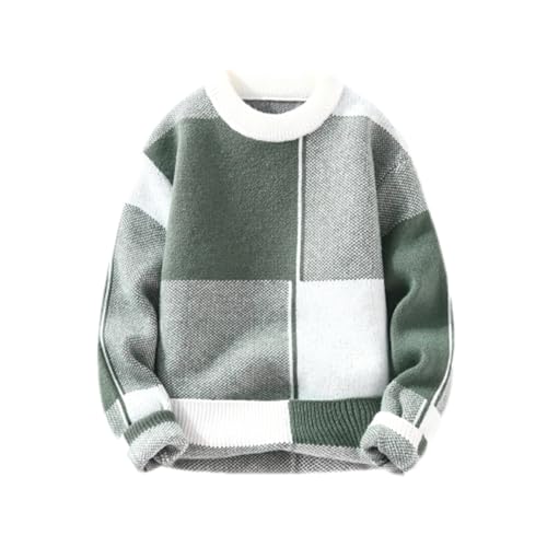 Autumn and Winter Trend Checkered Warm Knit Pullover Mens Casual Loose Sweaters Comfortable Thicken Plus Size Sweater