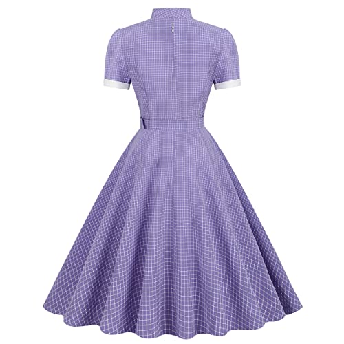 Image of ODIZLI Women's Summer Retro Vintage Sleeveless Floral Polka Dot Print Midi A-line Dress S-2XL