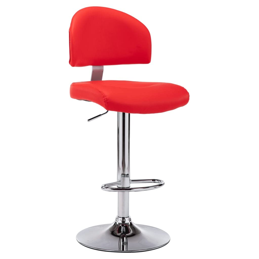 Tabouret de bar rouge en cuir et acier chromé réglable